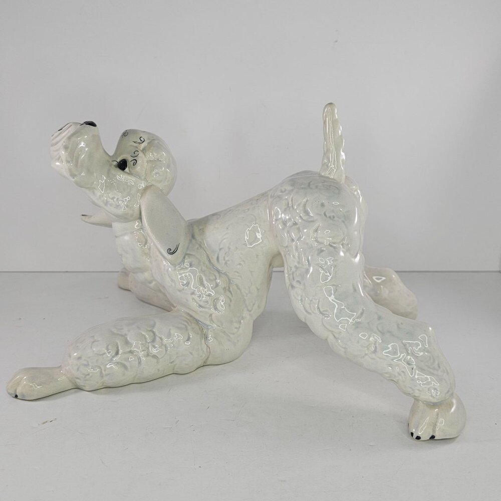 Kay Finch California Pottery Large Playful Crouching Poodle Dog Figurine *Repair